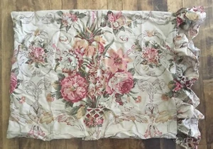 VTG Ralph Lauren Guinevere Ruffled Standard Pillowcase Tan Red Floral - Picture 1 of 5