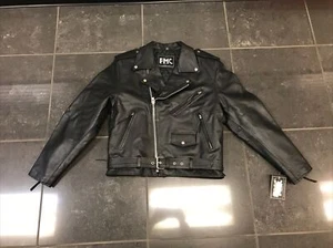 Vintage FMC Style Biker Moto Lederjacke Herren Gr. 46 schwarz NEU mit Defekt - Bild 1 von 13