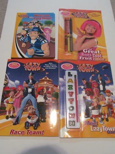 4 LAZY TOWN BOOKS COLORING PAINT STICKERS SPORTICUS STEPHANIE - Picture 1 of 2
