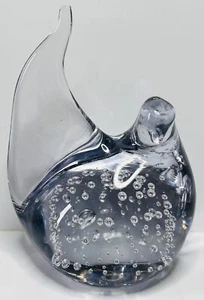 Vintage Clear Art Glass Bird Figurine Paperweight Controlled Bubbles Hand Blown - Picture 1 of 7