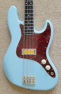 Fender Gold Foil Jazz Bass Electric Guitar, Sonic Blue, New Gig Bag - Picture 1 of 10