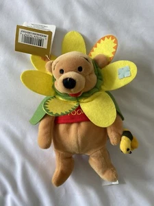 Disney Store New Flower Winnie The Pooh Mini Bean Bag 8" Plush Vintage - Picture 1 of 6