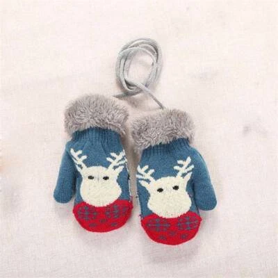 Guantes de Invierno Niños Niñas Niños Guantes Mitones Cálidos Piel Falsa Cuello Cuerda Foto 1 de 4