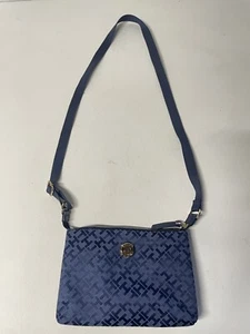 Tommy Hilfiger Logo Small Crossbody Purse Adjustable Shoulder Strap Blue/ Gold - Picture 1 of 18