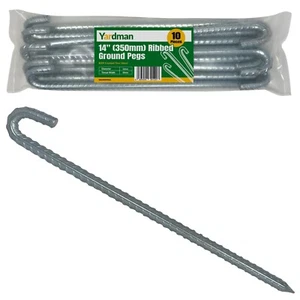 YARDMAN Ground Pegs – 10-pcs 14" Ribbed Tent Peg – 12mm Thick Torr Steel - Picture 1 of 5