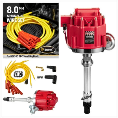 HEI Distributor 65K Coil with Spark Plug Wires 9000RPM for Chevy 350 SBC BBC GM - Image 1 of 4