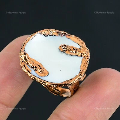 Mother Of Pearl 铜电成型承诺可调节戒指尺寸可调节 — 第 1/4 张图片