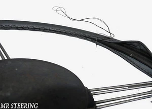 Para Citroën 2 Cv Real Gris Oscuro Volante de Cuero Cubierta Negro Costura Nuevo - Imagen 1 de 1