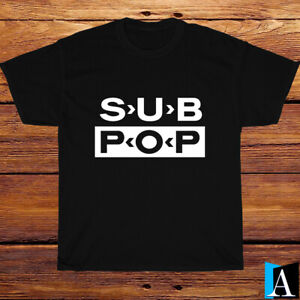 Shirt Sub Pop Records Artists Label Logo Fashion Black/White/Grey Tee Size S-3XL