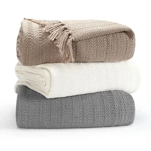 Pack of 2 Cotton Throws for Sofas Beds Armchair Settee Blanket Couch,127 x 152cm - Picture 1 of 16