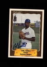 Carl Randle Gastonia Rangers 1990 ProCards authentic autographed card