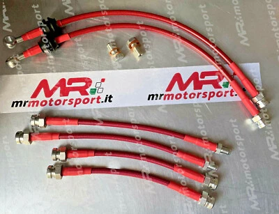 MRMOTORSPORT Kit 6 tubi freno aeronautici Fiat 500 Abarth 1.4 595 T-Jet treccia ROSSO BREMBO