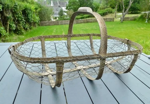 French Antique Oyster Basket Rustic and Handmade Cover