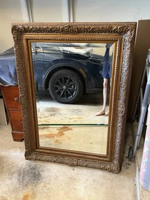 Vintage ornate wood Framed Mirror  34 x 47 Great Condition - Image 1 of 4