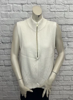 TALBOTS WOMEN'S CREAM IVORY RIBBED SWEATER VEST SIZE M - Image 1 of 4