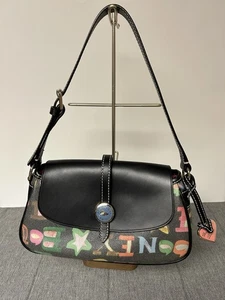 Vintage Dooney Bourke Multicolor Crayon Letter Shoulder Flap Closure Handbag Y2K - Picture 1 of 15