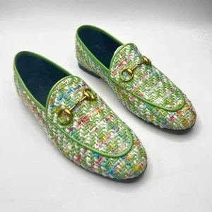 Gucci Jordaan Tweed Horsebit Moccassin Loafers Multicolor Size EU 36.5 - Picture 1 of 10