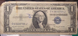 $1 ONE DOLLAR SILVER CERTIFICATE 1935 G SERIES WORN - Picture 1 of 2