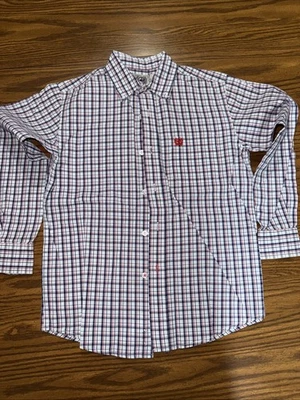 Camisa xadrez masculina Cinch com botões – Tamanho médio 10, manga longa - Imagem 1 de 4