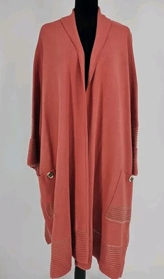 Marla Wynne Dusty Rose 和服 2XL 风格掸子抓绒大码 — 第 1/4 张图片