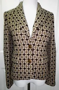 Neu mit Etikett Juicy Couture Damen Seide gefüttert Tweed gewebt Wollmischung Jacke braun khaki 6 - Bild 1 von 12
