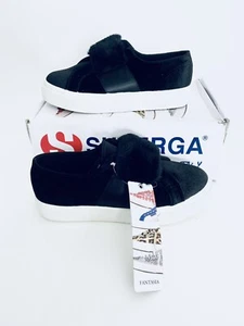 Superga Women Black Shoe Slip On Casual Thick White Sole Italy Sz 6.5 US, 37 E - Picture 1 of 10