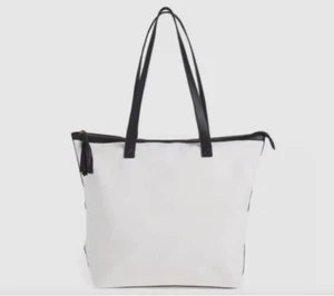 New Walter Baker Carly Tote Bag Day Tripper Weekender Canvas White and Black - Picture 1 of 6