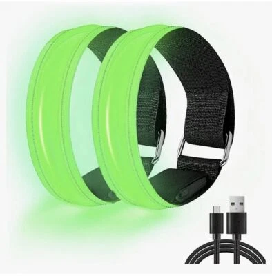2 Pack USB Rechargeable LED Armband Flashing Reflective Running Exercise Lights - Image 1 of 4