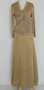 Cárdigan/Maxifalda De Colección Dorado Metálico Tejido 2 piezas Manga Larga Línea A Talla M (Se Adapta a S) - Imagen 1 de 11