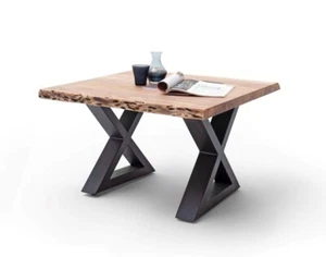 Couchtisch Wohnzimmertisch Akazie-massiv X-Form quadratisch natur lackiert 75 cm - Bild 1 von 6