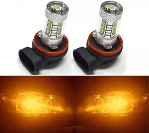 LED 80W H9 Orange Amber Two Bulbs Head Light High Beam Replacement Show Use - Picture 1 of 8
