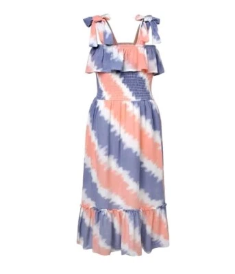 Jessica Simpson Girls' M (10/12) ~ Ruched Bodice ~ Ruffle Trim ~ Tie Dye Dress - Image 1 of 4