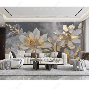 Vlies Fototapete Wandtapete Wandbilder Luxus Goldene Blumenkuns 12238 - Bild 1 von 4