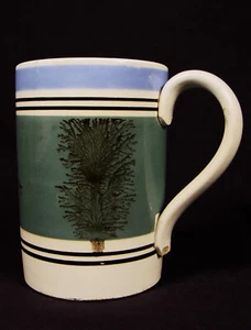 RARE 1800s PINT GREEN BAND MOCHA TANKARD MOCHAWARE PEARLWARE STAFFORDSHIRE - Picture 1 of 8