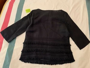 Anthropologie Meadow Rue schwarzes Top Größe 8 durchscheinende Rüschen neu mit Etikett - Bild 1 von 7