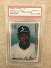 1996 Grandstand Southern Oregon Timberjacks Miguel Tejada PSA 10 Oakland A’s