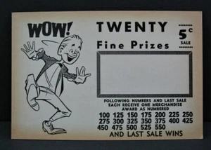  Vintage 5 Cent Owners Choice Punch Board Winner Payout Disp Top Prize Sign Card - Picture 1 of 1