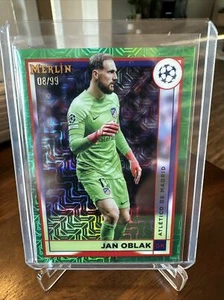 2023 Topps Merlin UEFA JAN OBLAK MOJO REFRACTOR VERDE ATLETI MADRID 8/99 #28 - Imagen 1 de 3