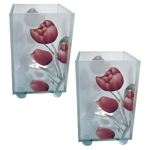 Set 2 portacandele votivi in vetro tulipano rosso - perfetti per arredamento casa e regali - Foto 1 di 7