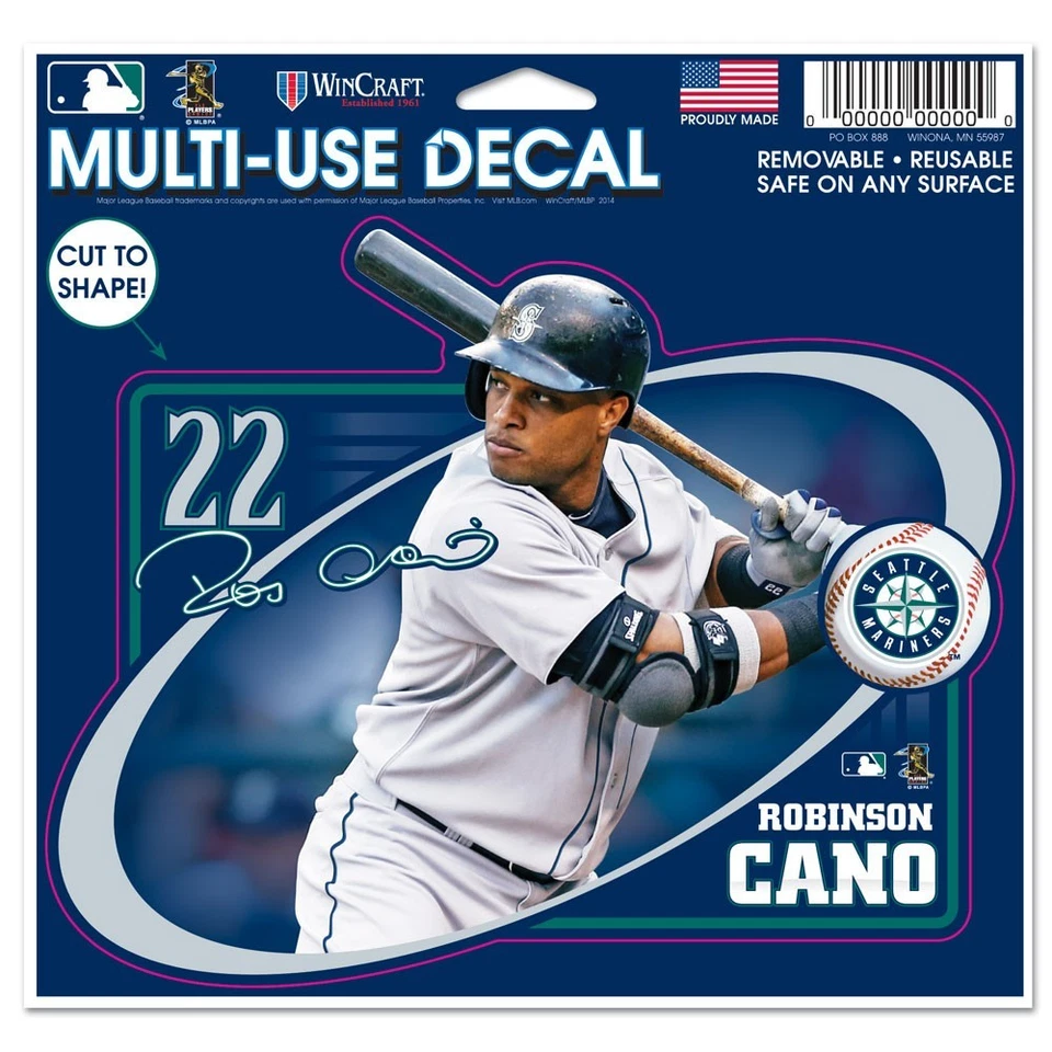 ROBINSON CANO SEATTLE MARINERS MACBOOK LAPTOP MULTI USE REUSABLE DECAL NEW - Image 1 of 1