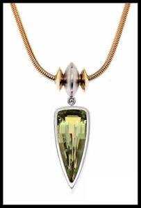 Color change Zultanite® Pendant w/Chain, Platinum and Gold, 6.48 carats Pear Cut