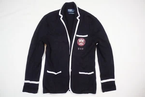 Polo Ralph Lauren Blazer Jacket Wimbledon Navy Crest Silk Cashmere Knit RARE M - Picture 1 of 9
