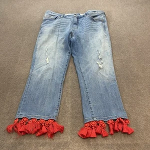 ANTHROPOLOGIE PILCRO Jeans Boho Gr. 32 Slim Boyfriend rot Quastensaum Festival - Bild 1 von 15