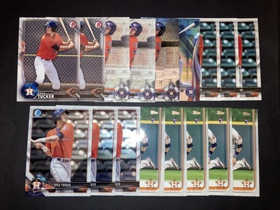 Kyle Tucker 17 Card Lot Rookie Prospect Houston Astros 2016 Bowman 2019 Topps RC - Image 1 of 3