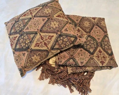 复古 Pier 1 进口波西米亚串珠钻石摩洛哥挂毯条纹枕套  — 第 1/4 张图片