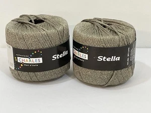 S Charles Stella Silk Blend Yarn 2 Cakes Pewter/Gold Metallic 76.5 Yds ea Italy - Picture 1 of 8