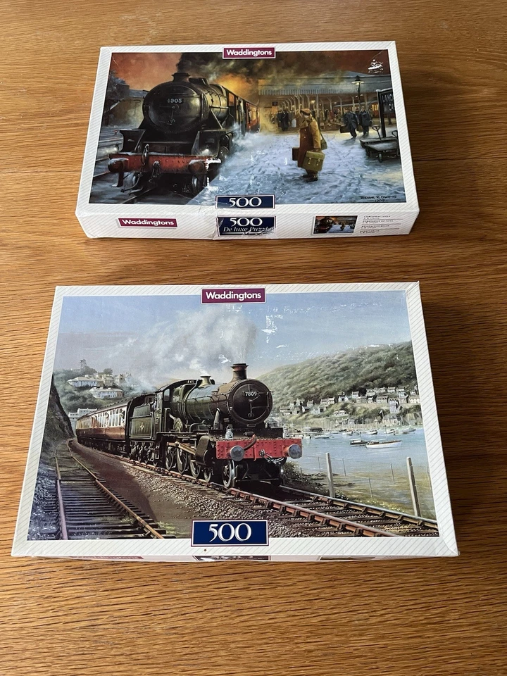 2 Waddingtons Puzzles mit Dampflokomotiven, je 500 Teile, gebraucht (s. Fotos) - Bild 1 von 4