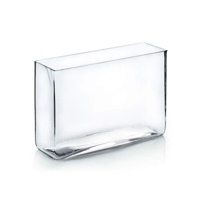 WGV Long Rectangle Block Vase, Width 3", Length 10", Height 7", Clear Glass F... - Image 1 of 4