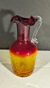 AMBERINA CRACKLE GLASS 5 1/4" SMALL PITCHER - EXCELLENT CONDITION - Picture 1 of 4