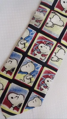 Gravata de seda feita à mão Peanuts Snoopy 50 anos comemoração - Imagem 1 de 4